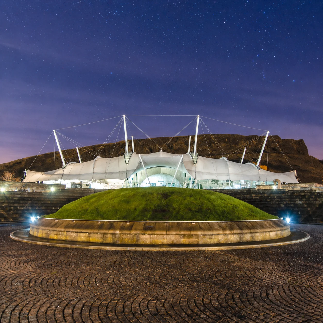 Our Dynamic Earth Edinburgh -- the striking white tensile roof structure