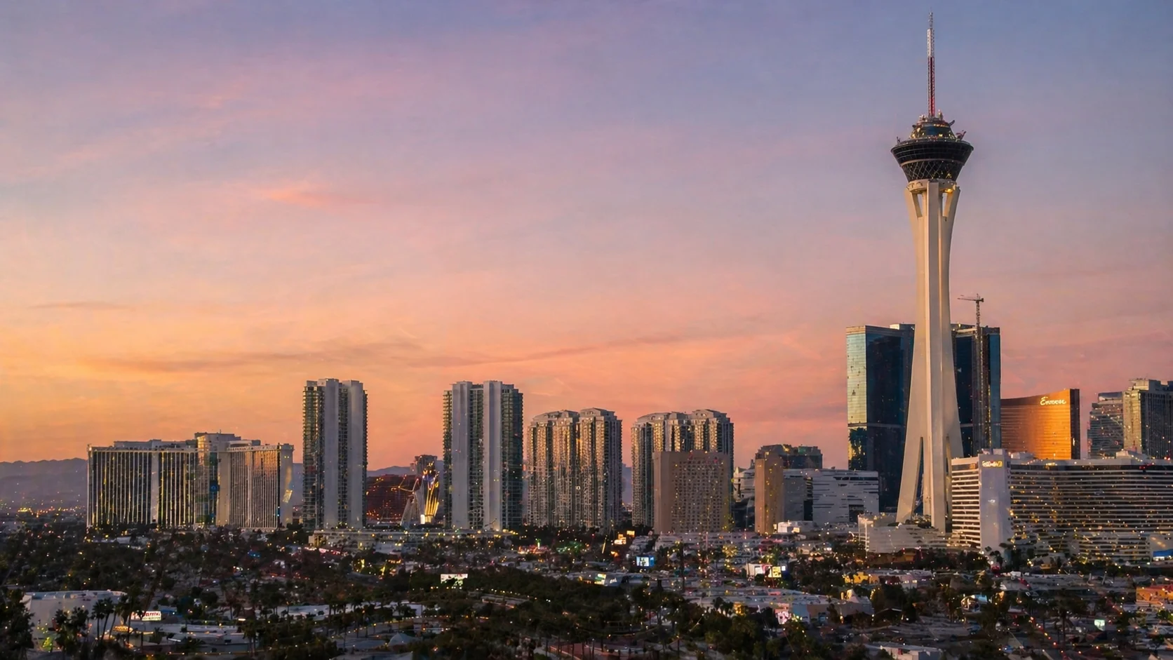 The Strat tower rising 1,149 feet above the Las Vegas Strip
