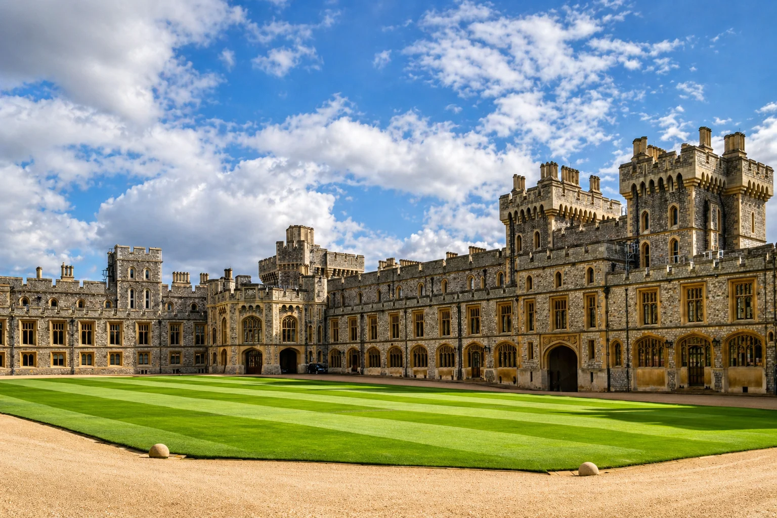 Windsor Castle -- the Round Tower and the Long Walk seen from the Great Park