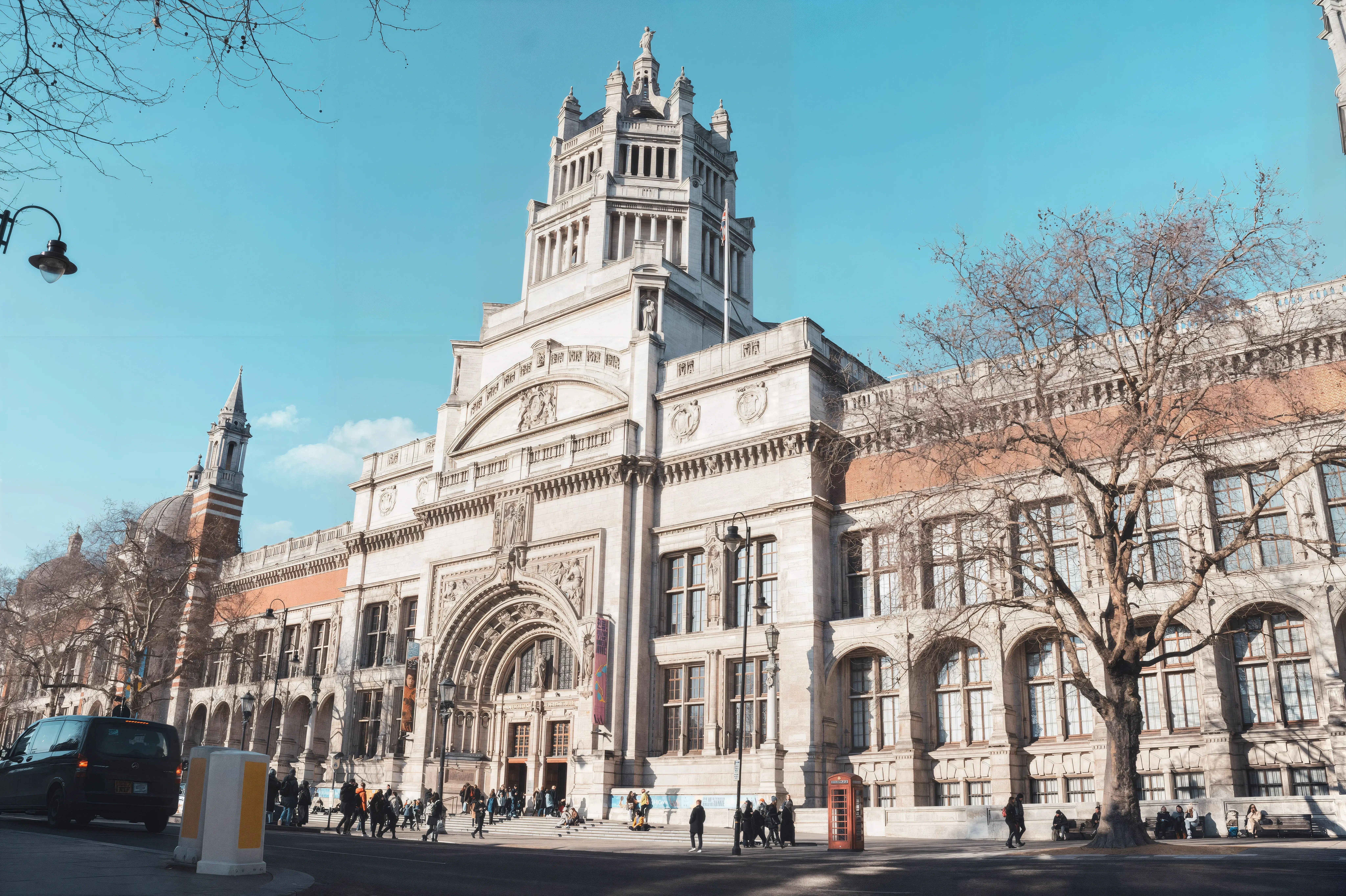 Victoria and Albert Museum -- ornate facade of the world's largest decorative arts museum in London